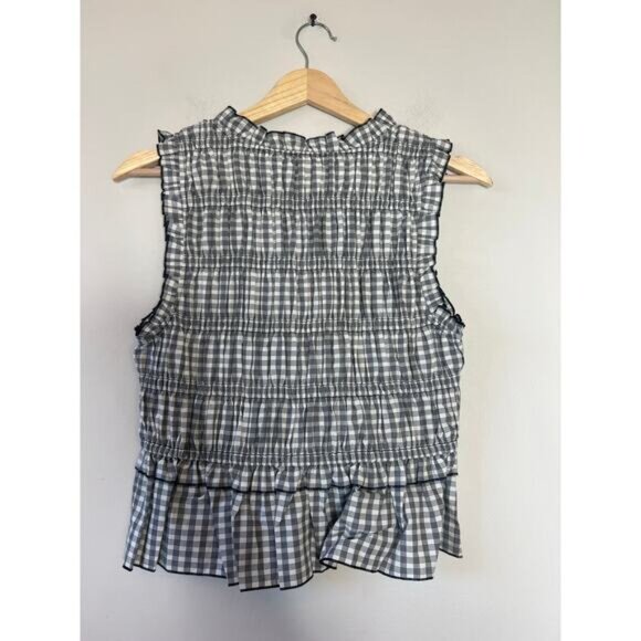 NWT Rails Martine Front Tie Peplum Vneck Sleeveless Blouse Ivory Jet Size: Small - Picture 7 of 8